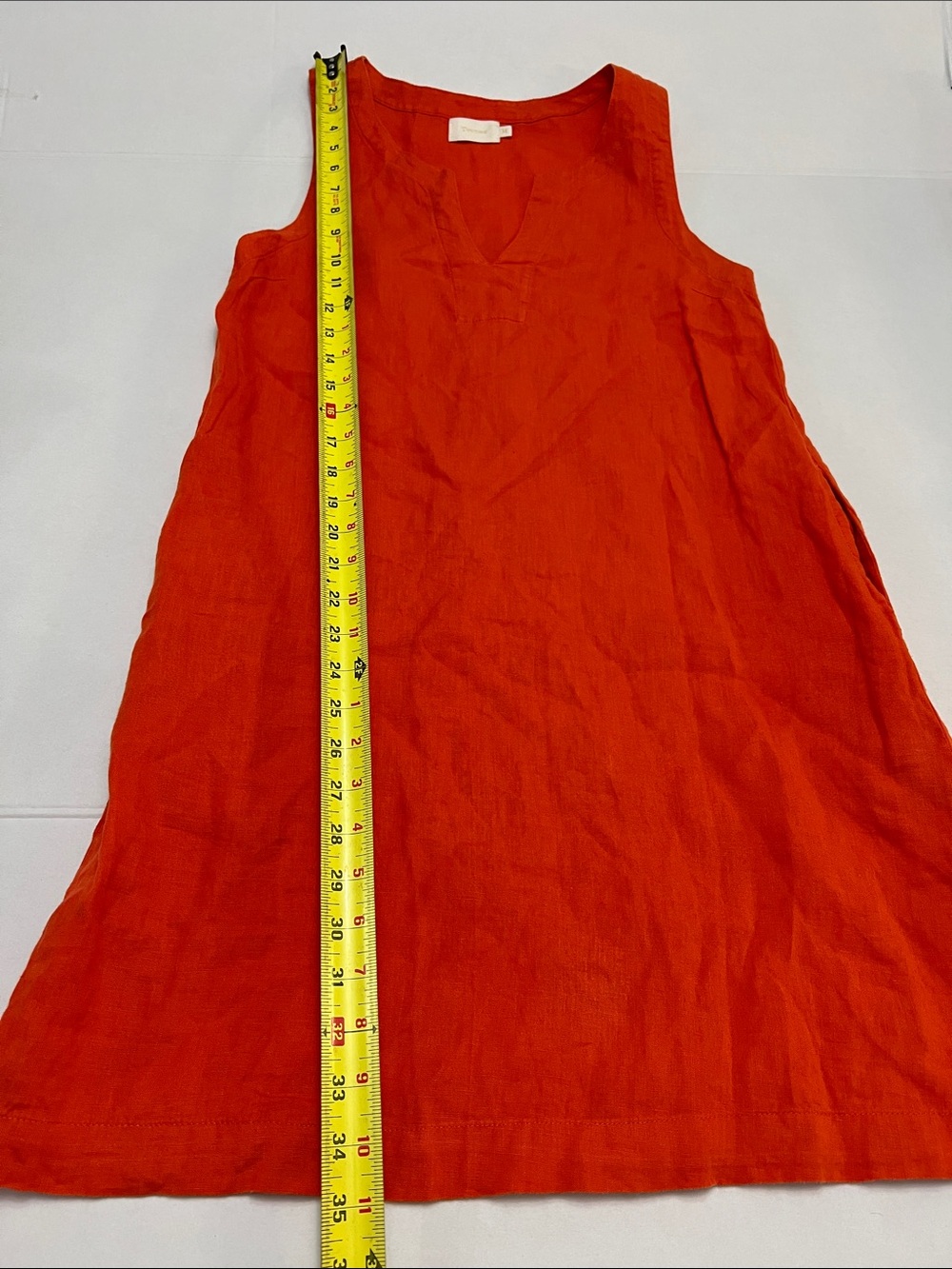 TOUCHE’ WOMEN’S ORANGE LINEN SLEEVELESS MINI DRESS RESORTWEAR CASUAL SIZE MEDIUM - Picture 8 of 12